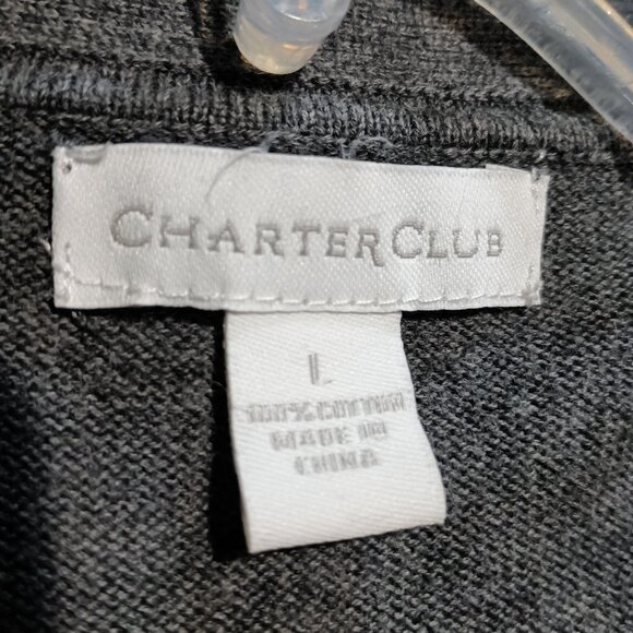 Charter Club Women's Button Up Cardigan Gray L - Picture 3 of 9